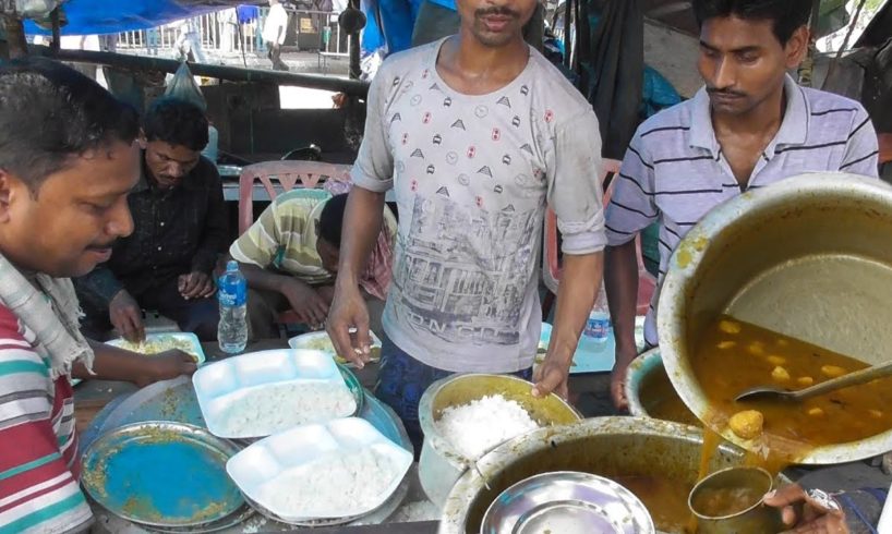 Dim Vat (Rice with Potato Egg Curry) @ 30 rs Plate - Common Man Street Food in Kolkata