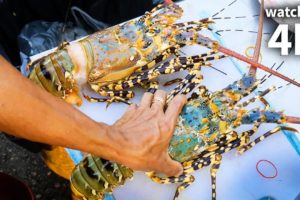 Eating Giant SPINY LOBSTER and Tiger Shrimp - Thailand Street Food with Trevor James [Watch in 4K]!