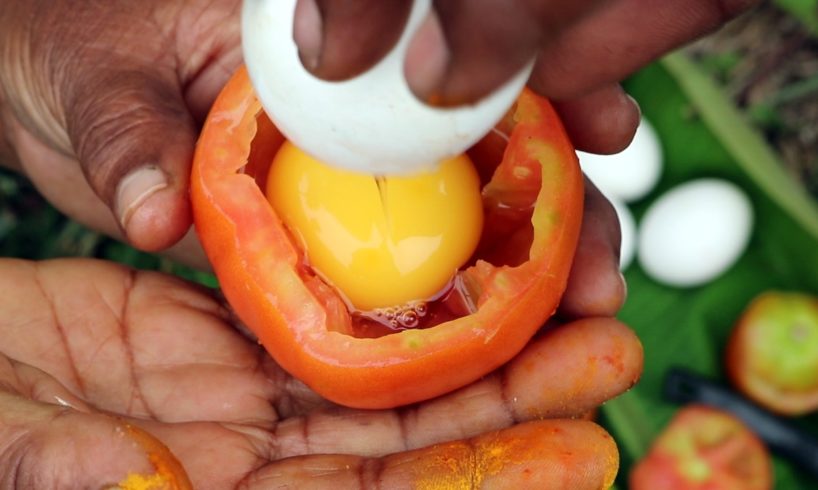 Egg Omelette In Tomato || Tomato Rare Recipe || Special Egg Recipe By my Grandmother