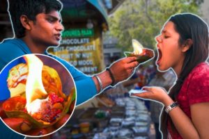 Exotic Indian Street Food Tour in Delhi, India! Crazy FLAMING FIRE PAAN!