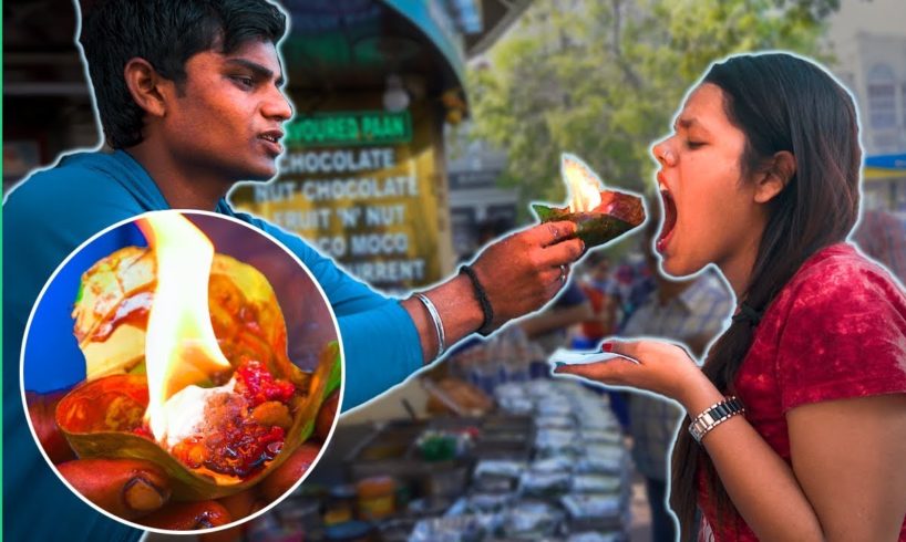 Exotic Indian Street Food Tour in Delhi, India! Crazy FLAMING FIRE PAAN!