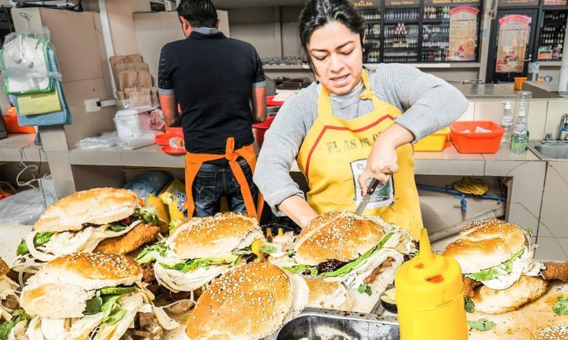 GOD LEVEL Street Food in Mexico - Sandwich NINJA with SUPER FAST Cutting Skills + Mexican Chicken