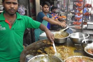 Indian People Enjoying Famous Lucknowi Biryani & Chicken Kebab - Street Food Lucknow India
