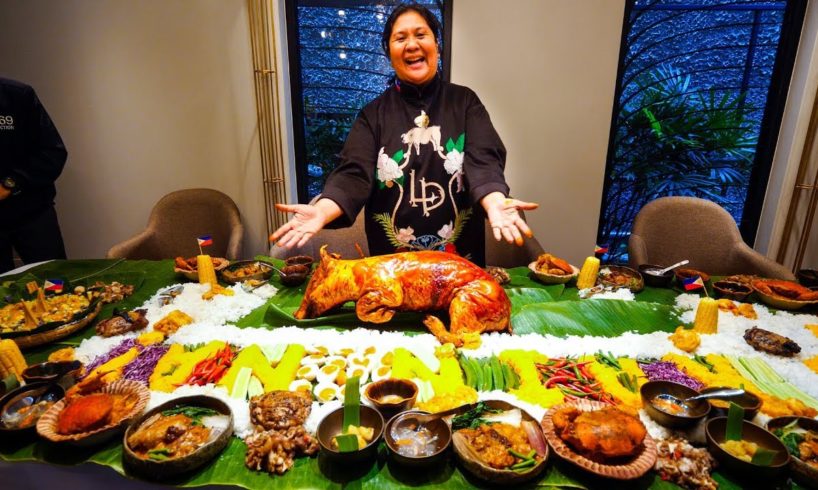Meet the LECHON DIVA of the Philippines - FILIPINO FOOD Boodle Fight!