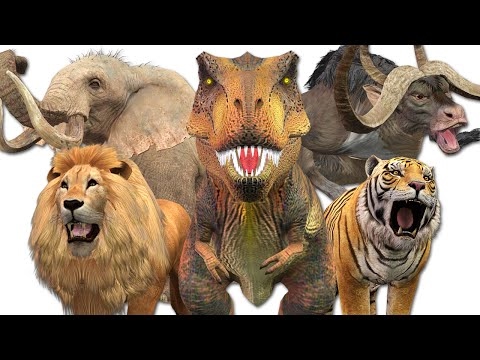 Most Amazing Wild Animals Attacks | Dinosaurs Vs Elephant Tiger Lion Gorilla Craziest Animals Fights