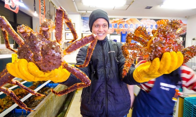 RED KING CRAB vs. HANASAKI CRAB!! Big Japanese Food in Hokkaido, Japan!