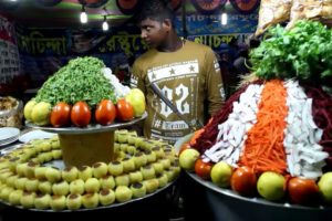 Street Food at Indian Village Fair| Huge Tikia Chaat/Ghugni Chaat Selling at Kolkata Street
