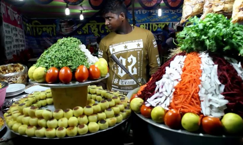 Street Food at Indian Village Fair| Huge Tikia Chaat/Ghugni Chaat Selling at Kolkata Street