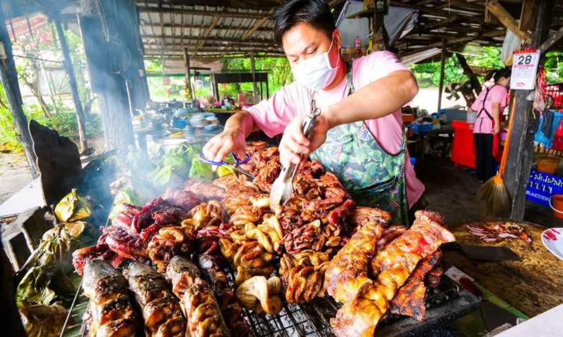 Thai Street Food - EXTREME BBQ MEAT TOUR in Chiang Mai, Northern Thailand | Thai Sausage and Laap!