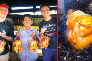 Unique Grilled Chicken - DON'T TRY THIS AT HOME!! with Sonny Side! | ไก่อบฟาง