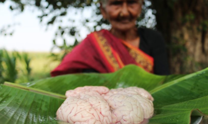 Bheja Fry Recipe || Yummy Goat Brain Fry By Granny || Country Foods
