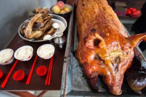 DEEP Chinese Food - Eating Crispy Roast BBQ WHOLE PIG Hog in Rural China 2017!  PORK Heaven!