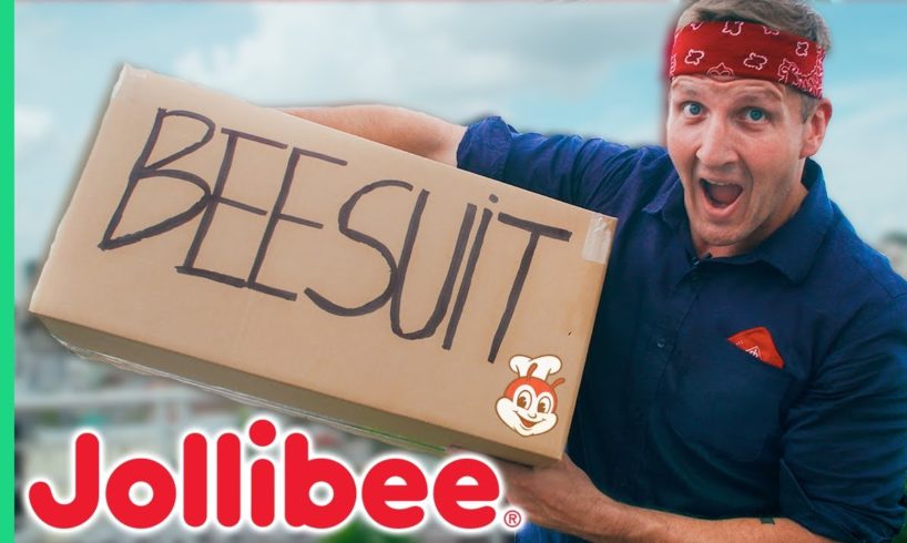 Jollibee review on a MOTORBIKE in a BEE SUIT! Exclusive Vietnam Jollibee Menu