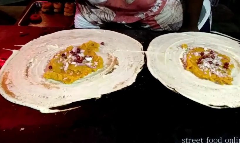 Kolkata Street Food - Tasty Masala Dosa - Indian Street Food  2017