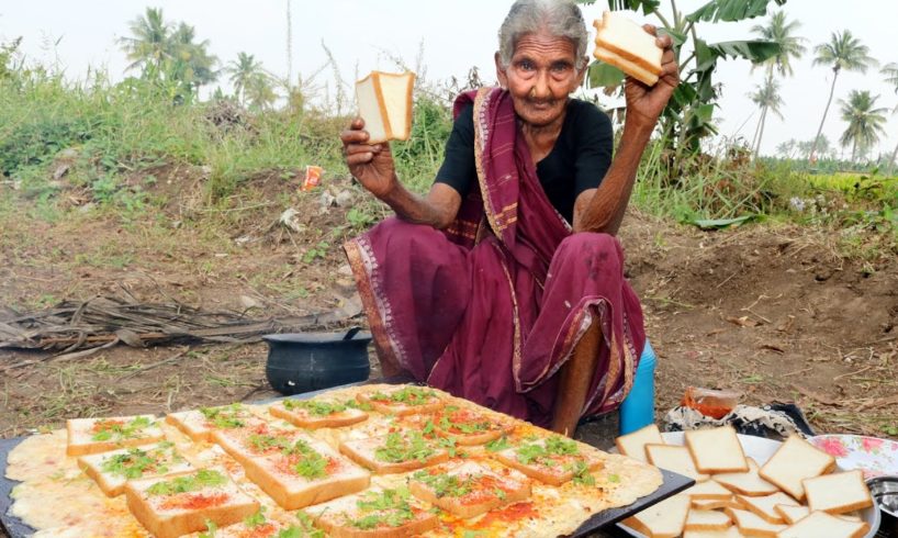 My 105 years Grandma's Yummy bread omelette | World Best Egg omelette | Country Foods
