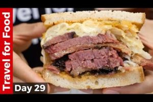 New York City Food Tour : HUGE Pastrami Sandwich at Katz’s Deli and The Halal Guys!