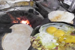 Potato Egg Bhujia ( Scramble ) With Roti (Bread) | Friends are Enjoying The Food