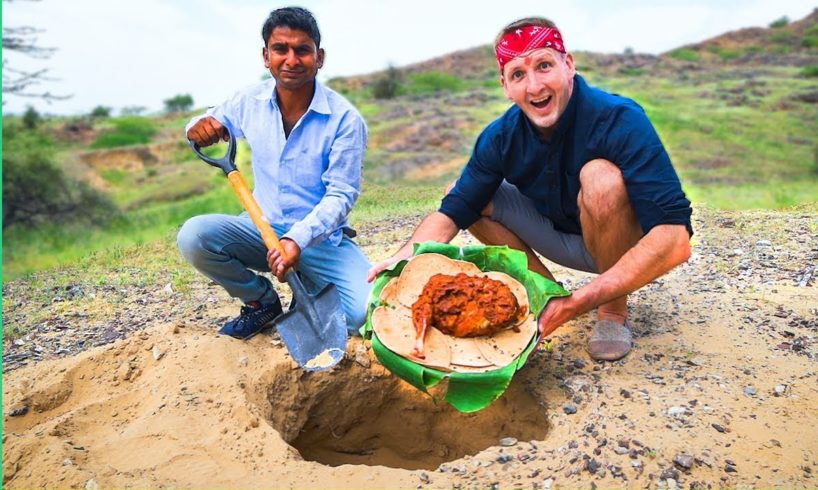 RARE Indian Desert Food! Cooking Underground Rajasthani Style! (Khad Lamb)