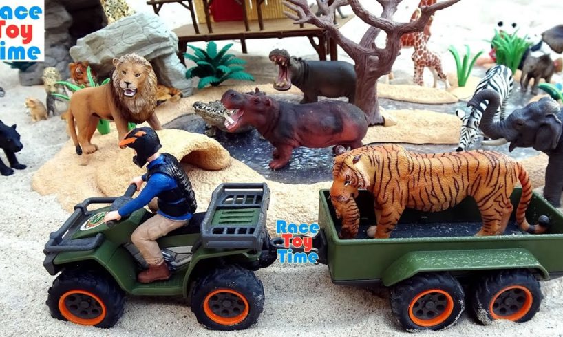 Wildlife Animals Toys Rescue Adventure with Schleich Quad Playset For Kids