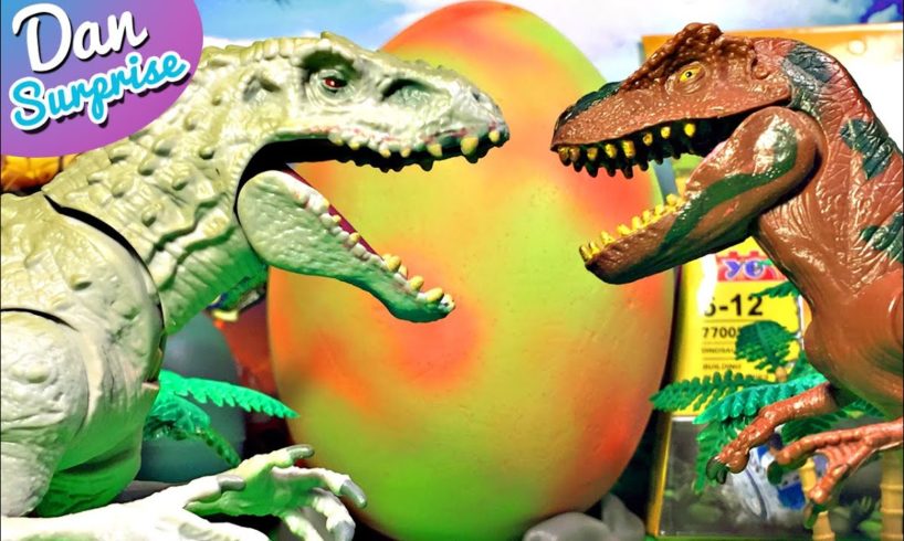 GIANT DINOSAUR SURPRISE EGG! 11 DINOSAUR ANIMALS SURPRISE TOYS 3D PUZZLES Indominus Rex fights T-Rex