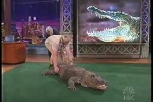 Jay Leno almost bitten by Alligator - Steve Irwin 2002