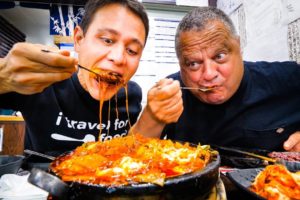 Korean Food in Los Angeles - 2 GIANT FLAMING CHEESE Ribs Cauldrons in Koreatown LA!