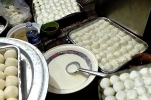 Making Yammi Baked Rosgulla | Indian Street Food | Bengali Sweet Food Preparation