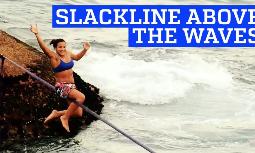 Slackline Tricks over the Waves | People are Awesome