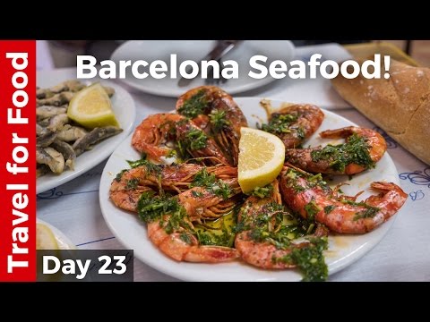 Spain Food in Barcelona - Grilled Shrimp and Sardines + FC Barcelona Camp Nou Tour!