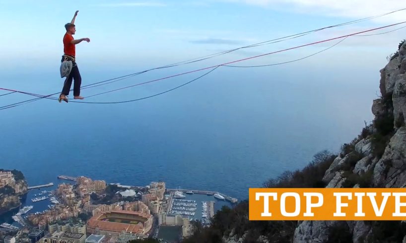 TOP FIVE: Hoop Diving, Highlining & Handstands | PEOPLE ARE AWESOME 2017