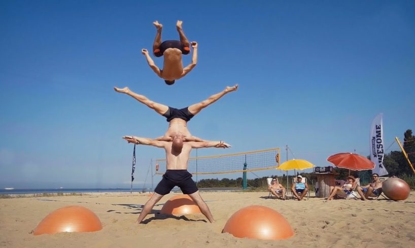 Yoga Ball Tricks and Flips at the Beach | Daredevils