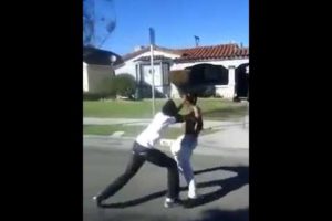 neighborhood crip hood fight in Cali LA