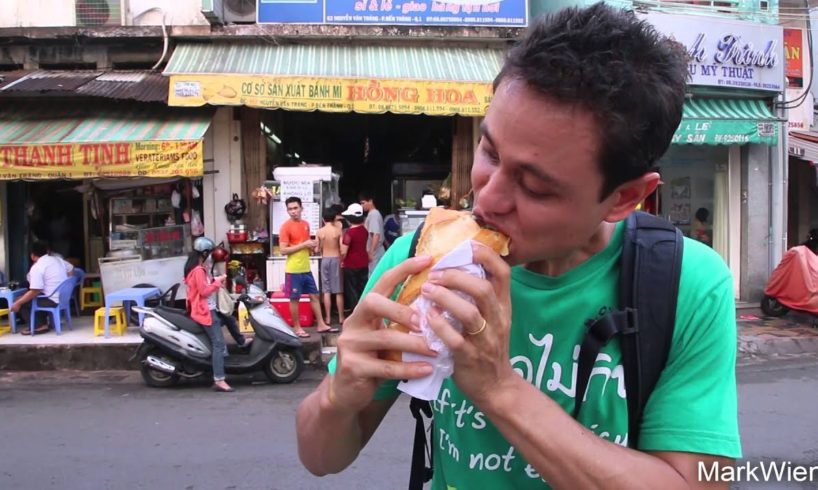 Banh Mi Sandwich at Bánh Mì Hồng Hoa - Amazing Vietnamese Street Food in Saigon, Vietnam!