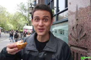 Eating at Broadway Market in London, England