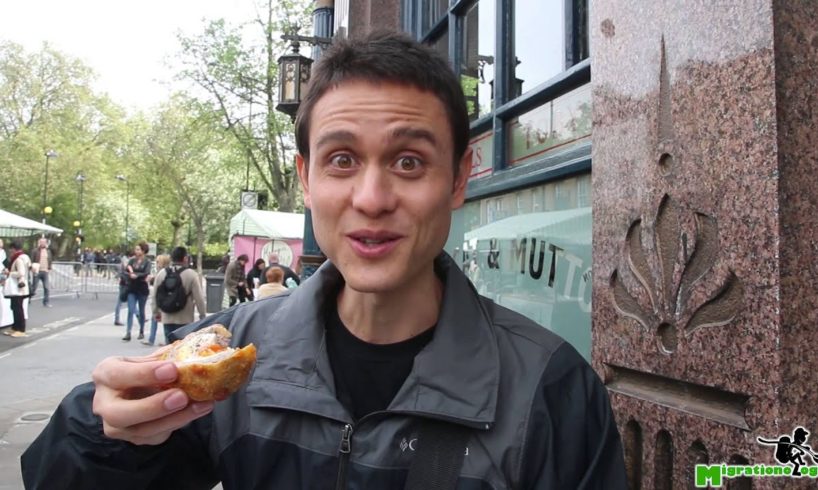 Eating at Broadway Market in London, England