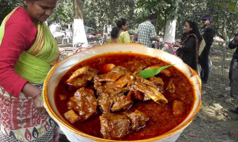Hardworking Lady Alone Preparing Mutton Curry For Picnic Party | Street Food Loves You