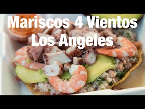 Mexican Seafood Tostadas at Mariscos 4 Vientos, Los Angeles
