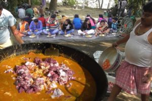 Picnic Style Full Mutton Curry Preparation | Indian People Celebrating Christmas Day 2018