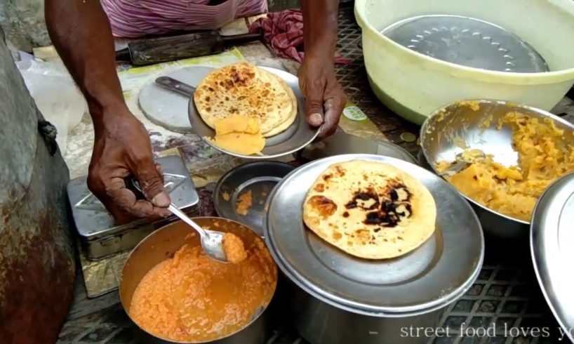 Sattu Ka Paratha/Roti With Potato Chokha & Chatni - India Street Food Kolkata - Amazing In Taste
