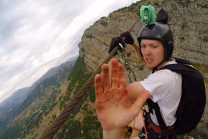 Friday Freakout: Super Sketchy Zipline BASE Jump, Almost Loses Fingers!