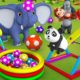Gorilla & Panda Play Catapult Toy Soccer Balls with Animals - Zoo Forest Animals Fun Play Kids Video