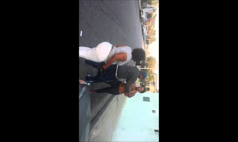 Hood fight in los angeles