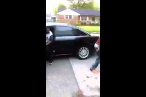 Hood fight two guys get hit by car