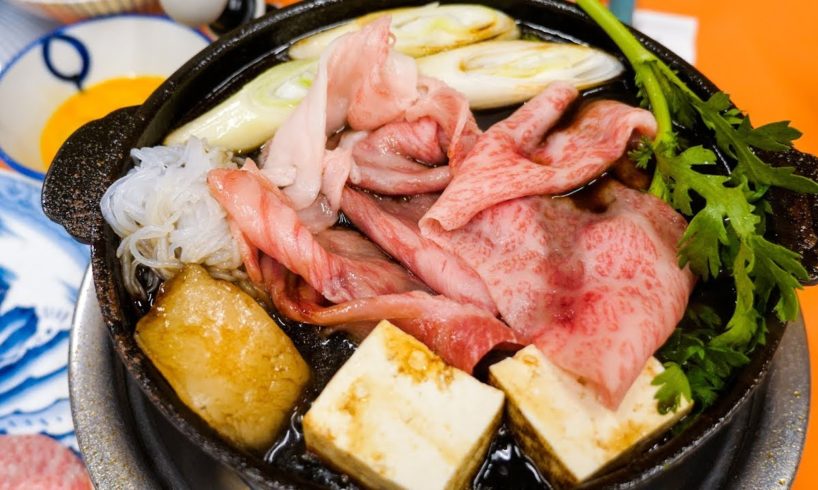 Japanese Sukiyaki - INSANELY MARBLED BEEF - Traditional 100 Year-Old Food in Tokyo, Japan!