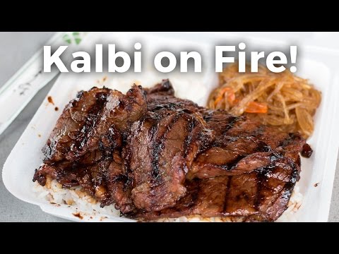 Kalbi on Fire (Beef Short Ribs) in Kahuku, Hawaii