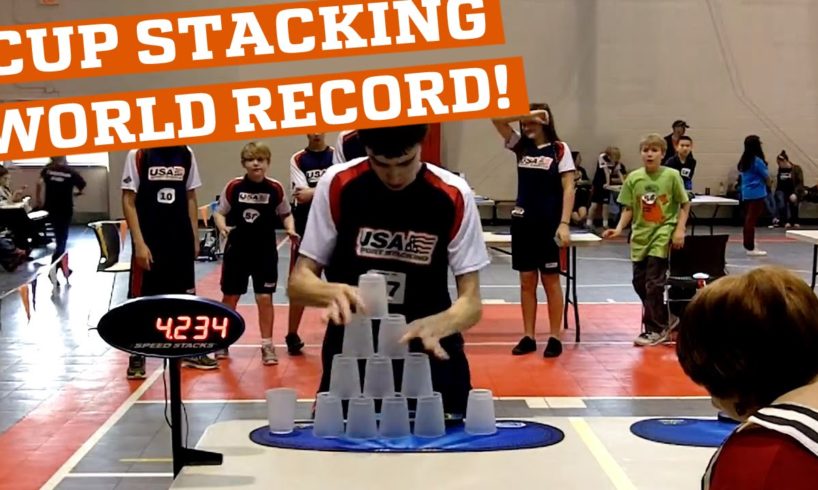 New cup stacking world record! (People are Awesome)