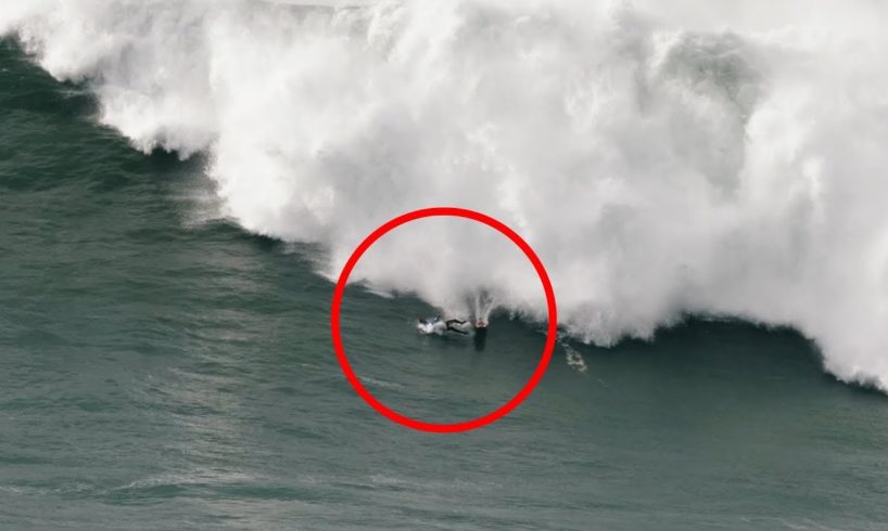 Surfer Experiences Terrifying Wipeout in Nazare, Portugal