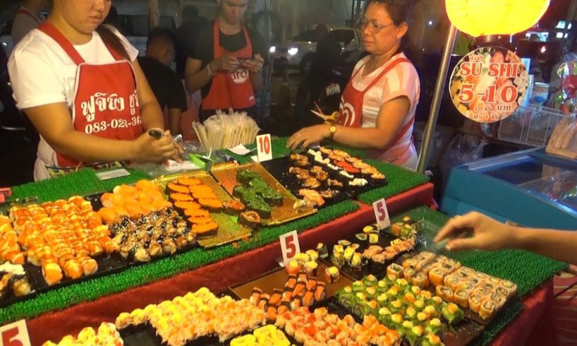 Sushi ( Thai Dessert ) @ 5 Bhat | Street Food Thailand Thepprasit Night Market