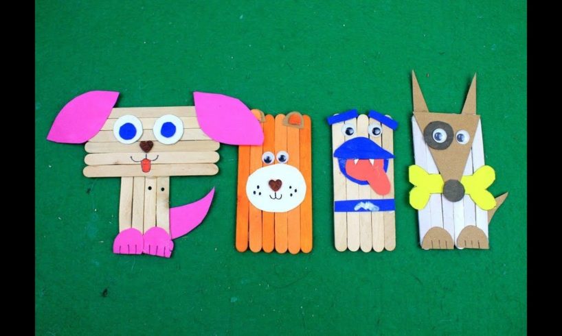 5 Easy Popsicle Stick Crafts | Simple & Cute Puppies or Dogs Toys for Kids