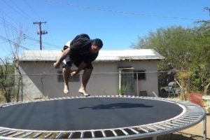 Fat Kid Falls Through Trampoline.